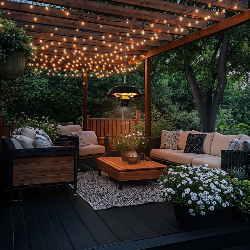 1500W Electric Outdoor Hanging Patio Heater with Remote Control