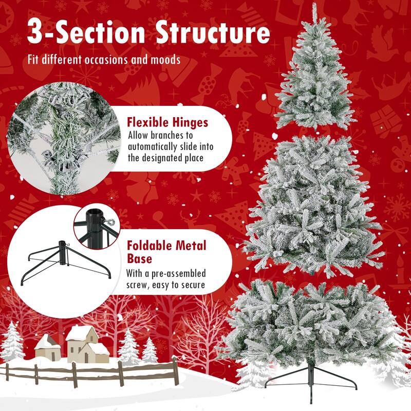 Gymax 7 FT Half Artificial Christmas Tree w/ 852 Branch Tips & 240 LED