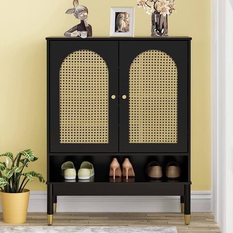 Narrow Shoes Cabinet Cabinet PE Rattan Style