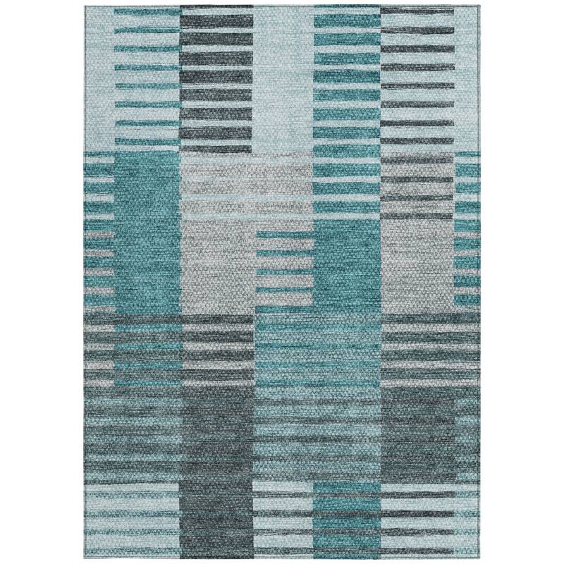HomeRoots Striped Transitional Rectangle Outdoor Rug