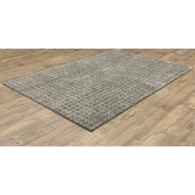 Allen Brown Beige Geometric Distressed Casual Area Rug