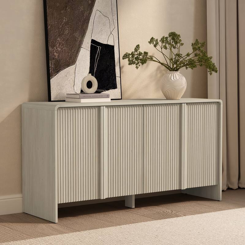 Novara 60 Inch Buffet Sideboard - Whitewashed Oak