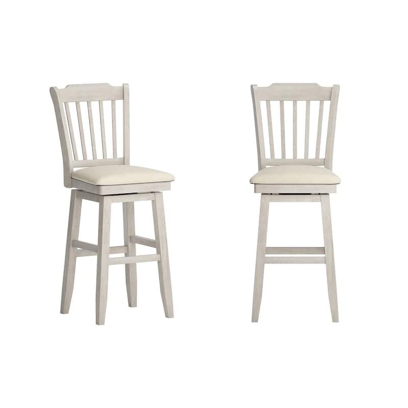 Ronda Slat Back Wood Swivel Chair - Antique White - Bar Height