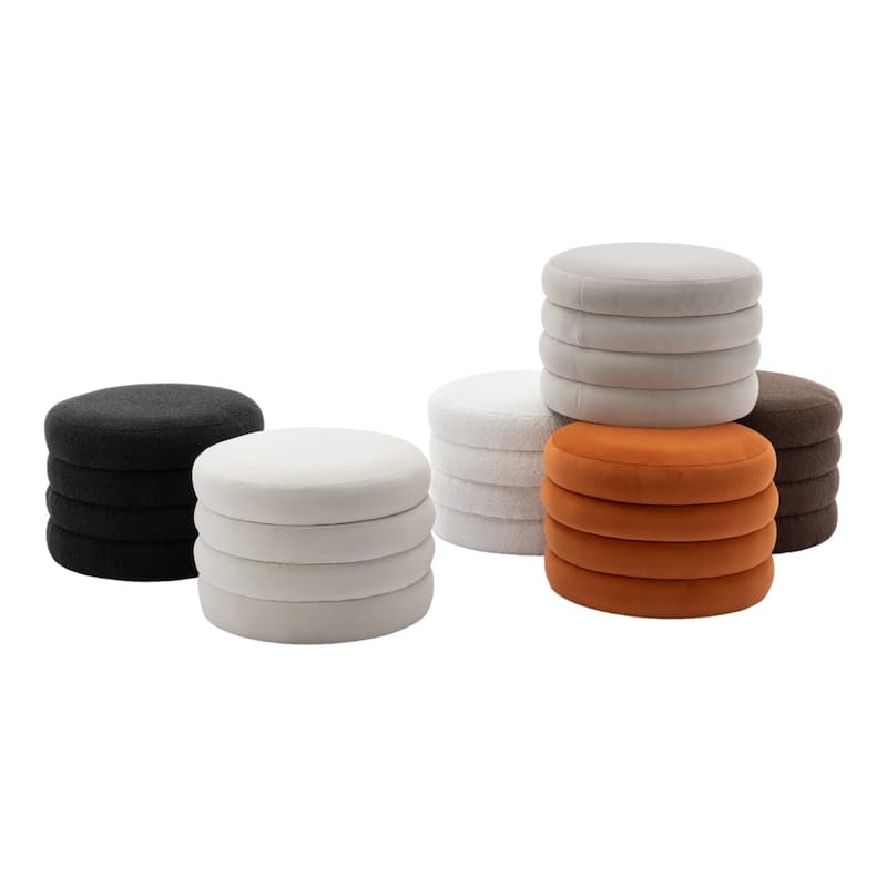 24'' L Upholstered Round Storage Ottoman Footstool