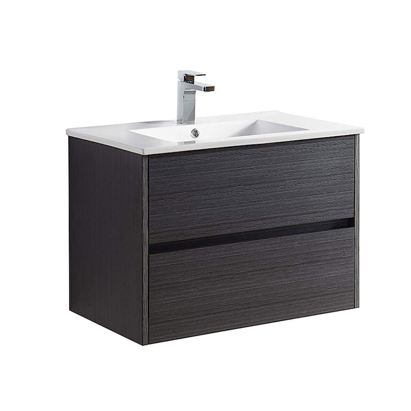 Blossom Valencia Floating Bathroom Vanity with Ceramic Sink - 30" - Silver Grey