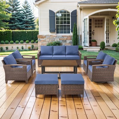 Pocassy Outdoor Patio Sofa Chair Ottoman Table Furniture Set