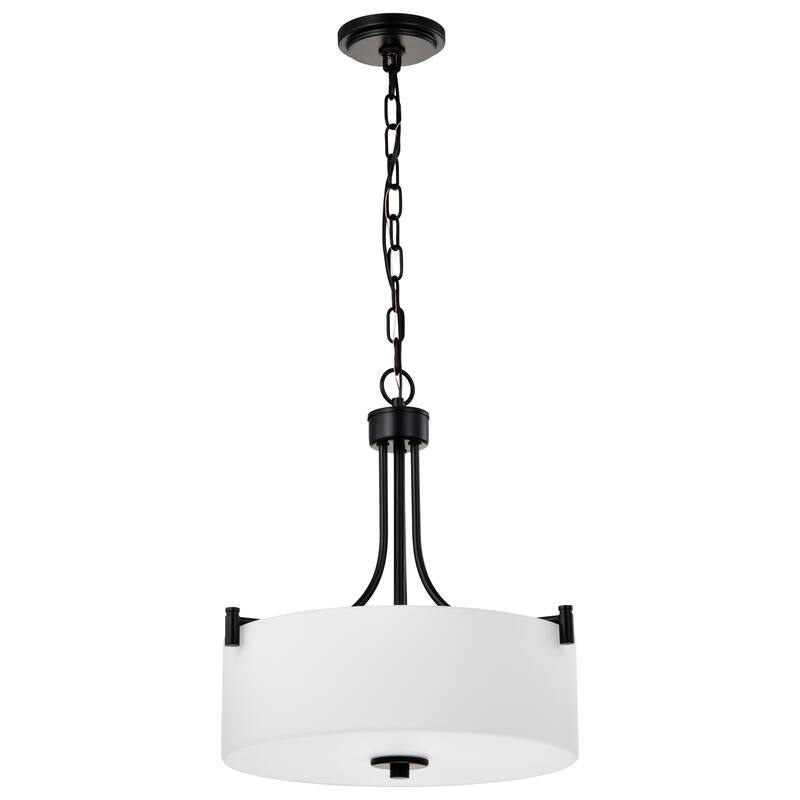 Liam 3 Light Pendant Matte Black White Opal Glass - Matte Black