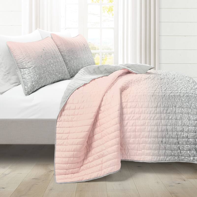 Lush Decor Glitter Ombre Metallic Print Quilt Set