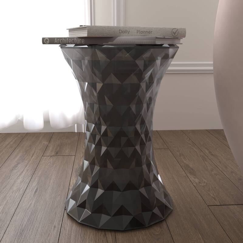 Plastic Side Table with a Diamond Pattern Design Clio Series