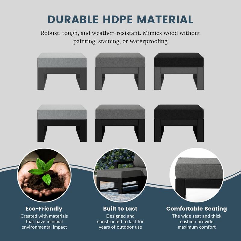 Endless Patio Deep Seating Ottoman with Black Frame