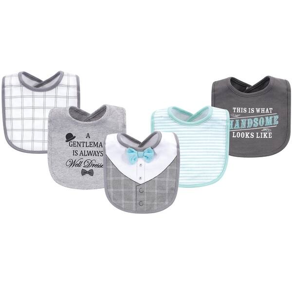 slide 1 of 1, Little Treasure Baby Boy Cotton Bibs 5pk, Well Dressed, One Size - Well Dressed - One Size One Size - Well Dressed