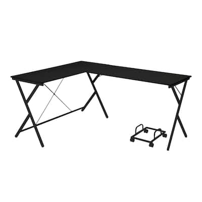 L-Shape Computer Desk with Computer Holder, Black