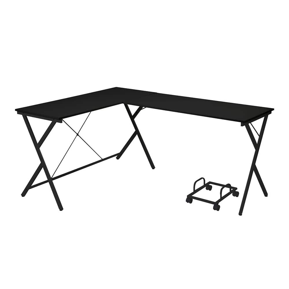 L-Shape Computer Desk with Computer Holder, Black
