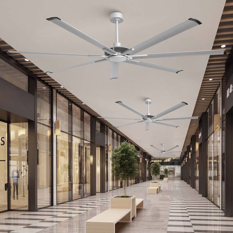 100" Indsutrial Silver Extra Larger Commercial Ceiling Fan with Light and Remote