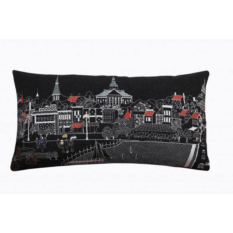 14" X 24" Black and White Hometown Pride Wool Lumbar Throw Pillow