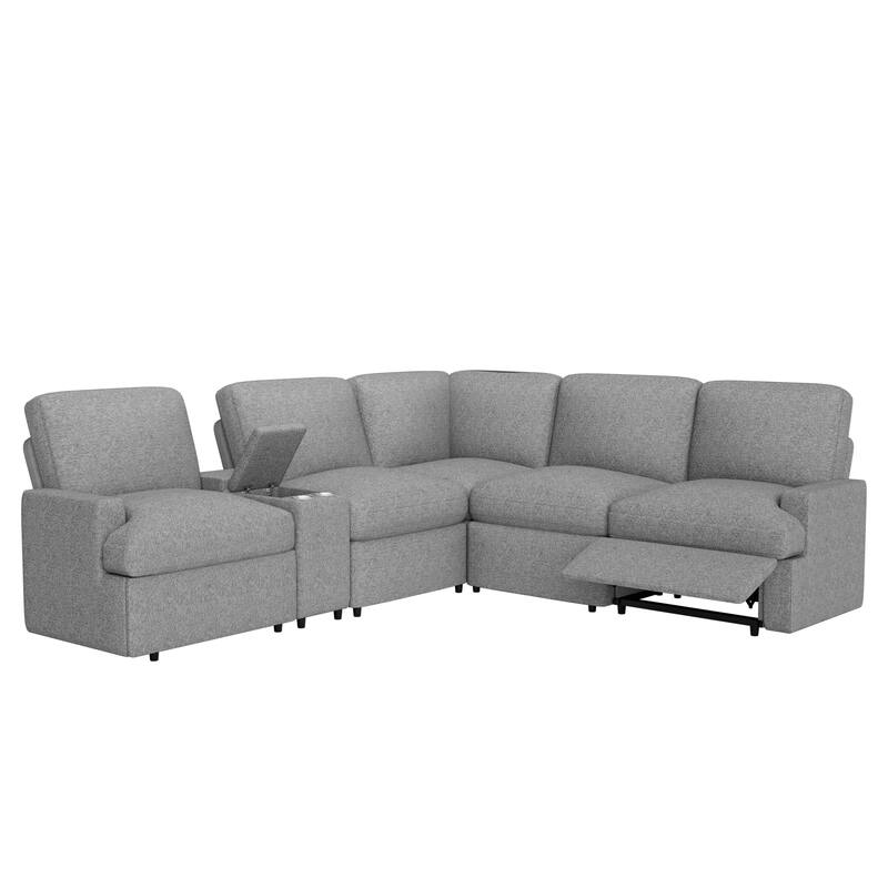 Power Recliner Corner Sofa Home Theater Reclining Sofa Sectional Couches with Storage Box, Cup Holders