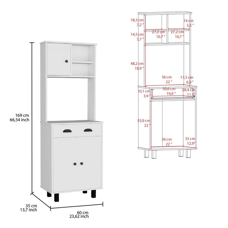 Kitchen Pantry with 2 Cabinets, 2 Open Shelves, and Drawer
