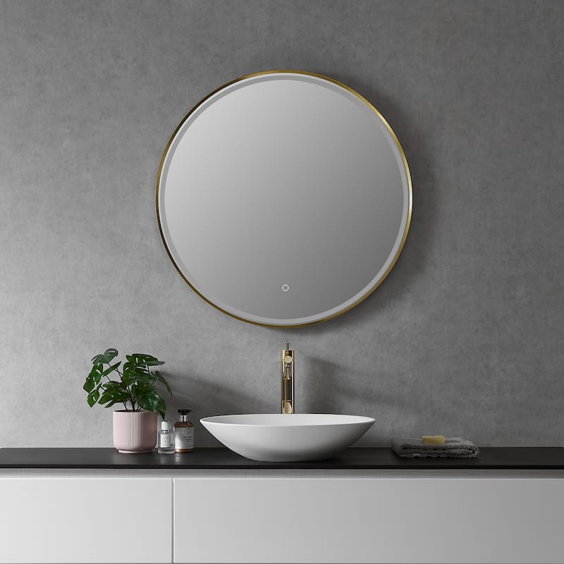 Altair Palme Round Framed Bathroom LED Lighted Wall Mirror
