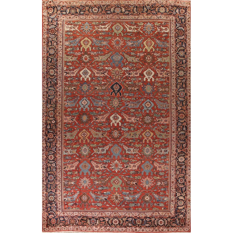 Pre-1900 Antique Sultanabad Ziegler Persian Rug Handmade Wool Carpet - 11'6" x 16'8"