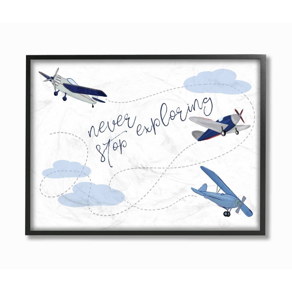 Stupell Never Stop Exploring Airplanes Framed Wall Art