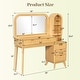 preview thumbnail 7 of 5, 48 Inch Fluted Makeup Vanity Desk with Mirror, Glass Top, Charging Station, 4 Drawers and Cabinet