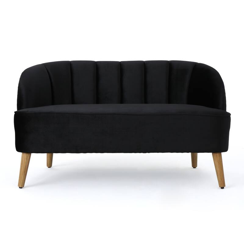 Classic Shell-Backed Loveseat with Wooden Legs