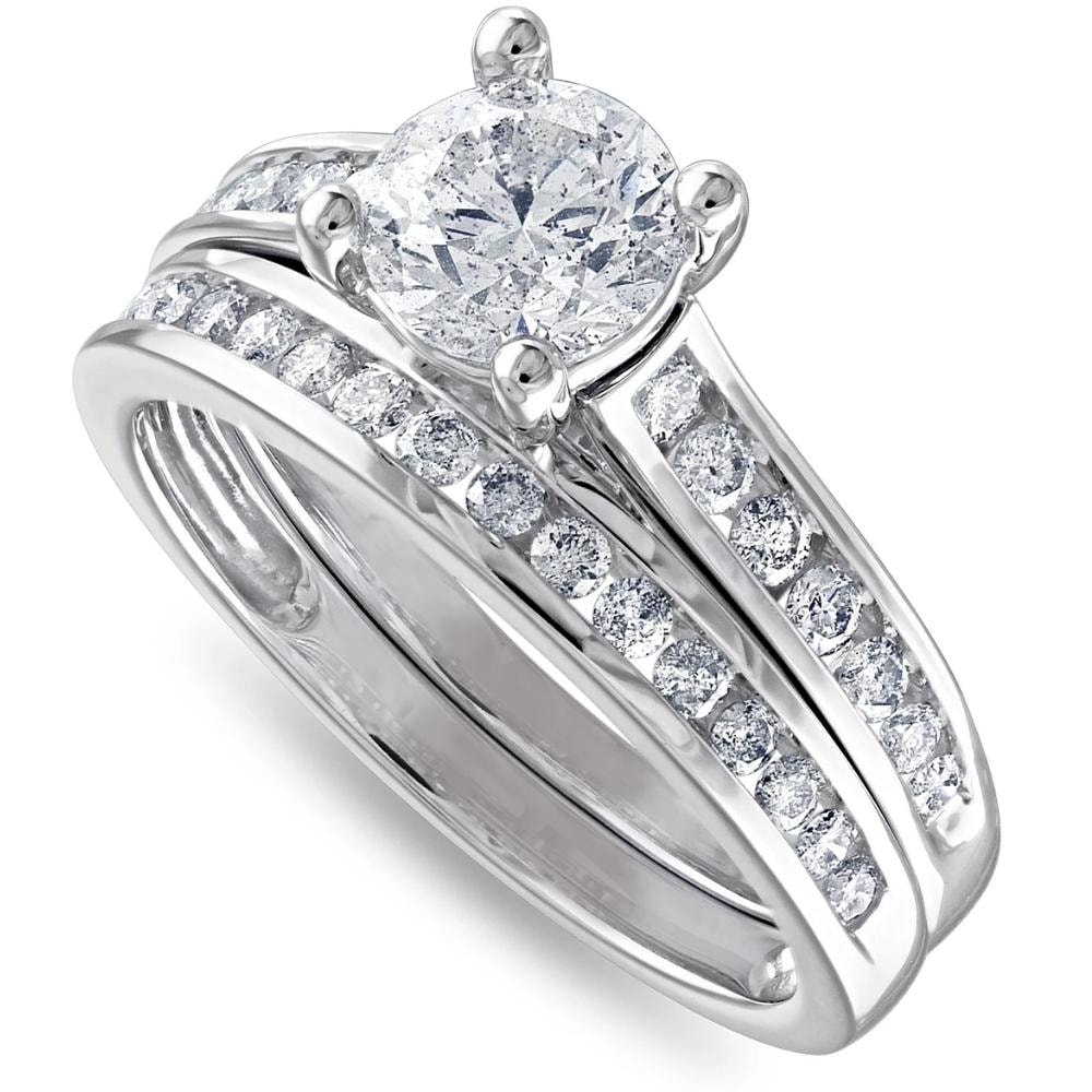Bliss Diamond 2Ct Diamond Engagement Wedding Ring Set Channel Set in 10k White Gold