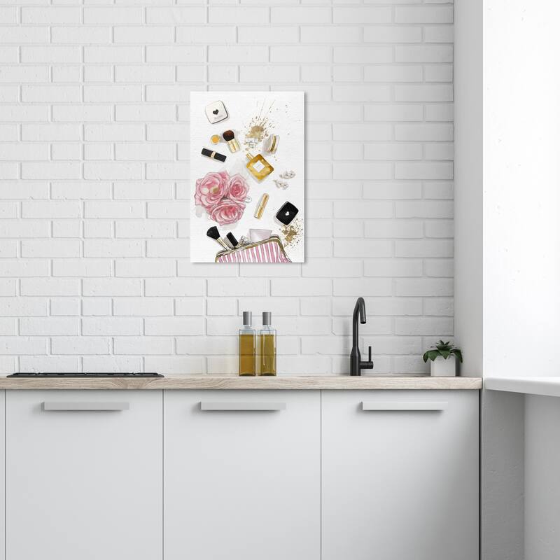 Wynwood Studio Canvas Fashion and Glam Inside my Bag Blush Pink and Light Pink Glam Wall Art Canvas Print - 24 x 16