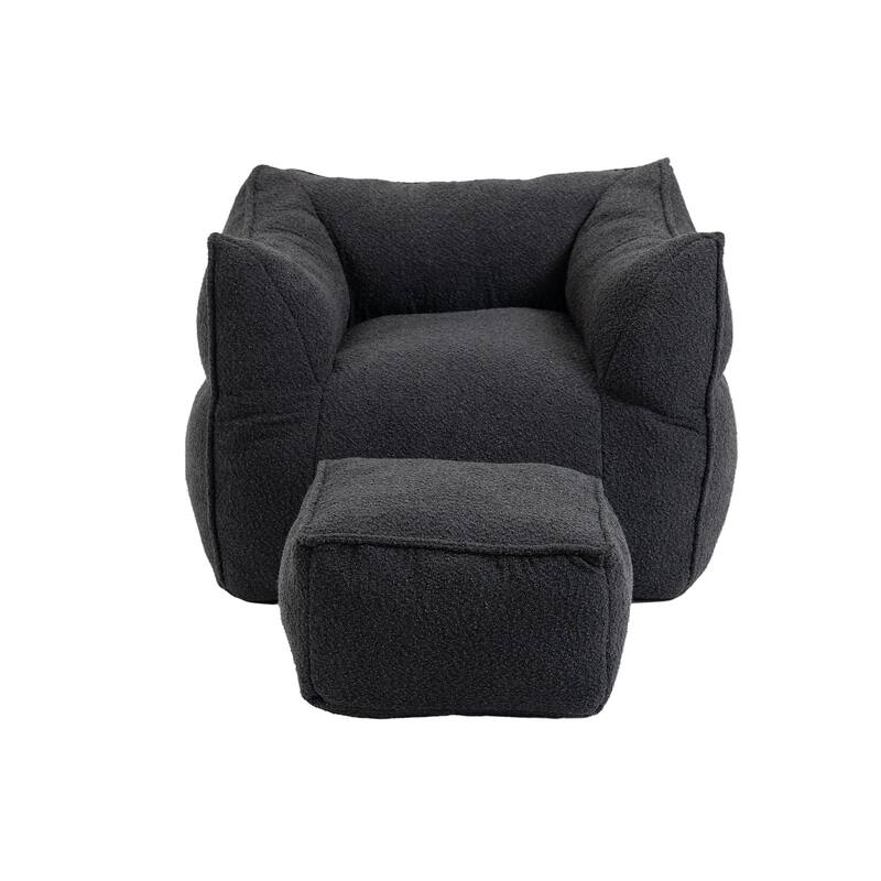 GDFStudio - COOLMORE Boucle Bean Bag Chair with Memory Foam Filling for Ultimate Comfort