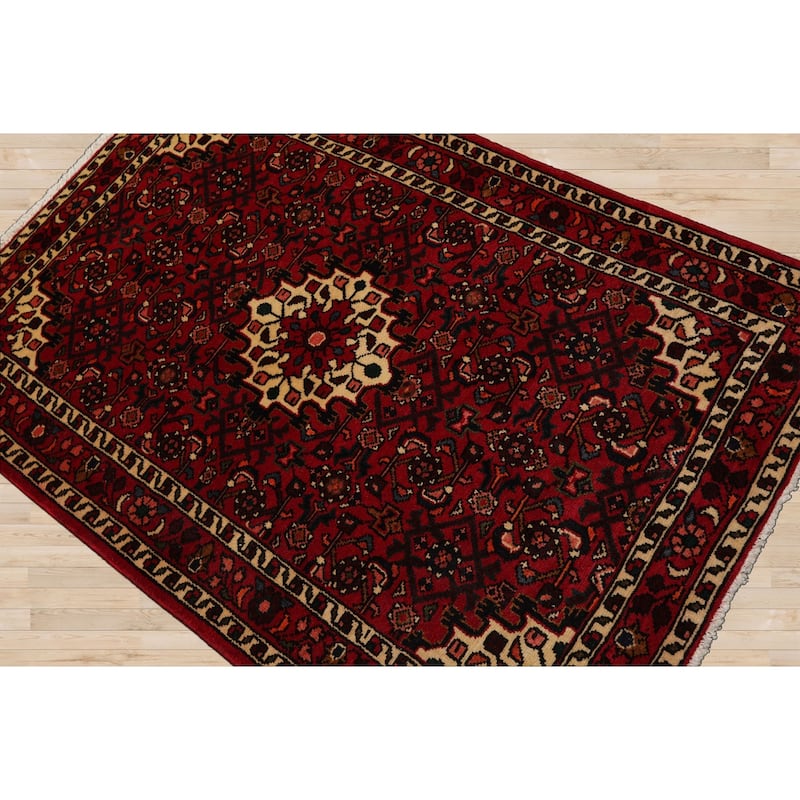 3'6''x5'3'' Hand Knotted Wool Red Abadeh Traditional Oriental Area Rug - 3' 6'' x 5' 3''