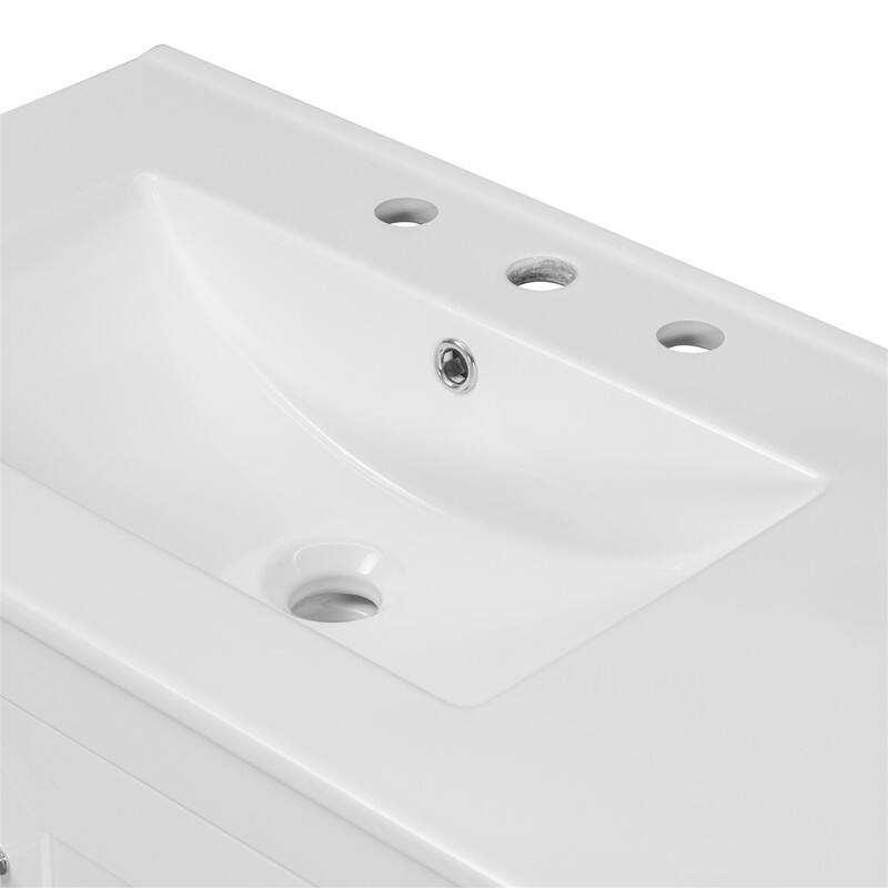 36'' Bathroom Vanity with Ceramic Sink Combo, Modern Bathroom Vanity Cabinet with 2 Soft Close Doors and 5 Storage Drawers