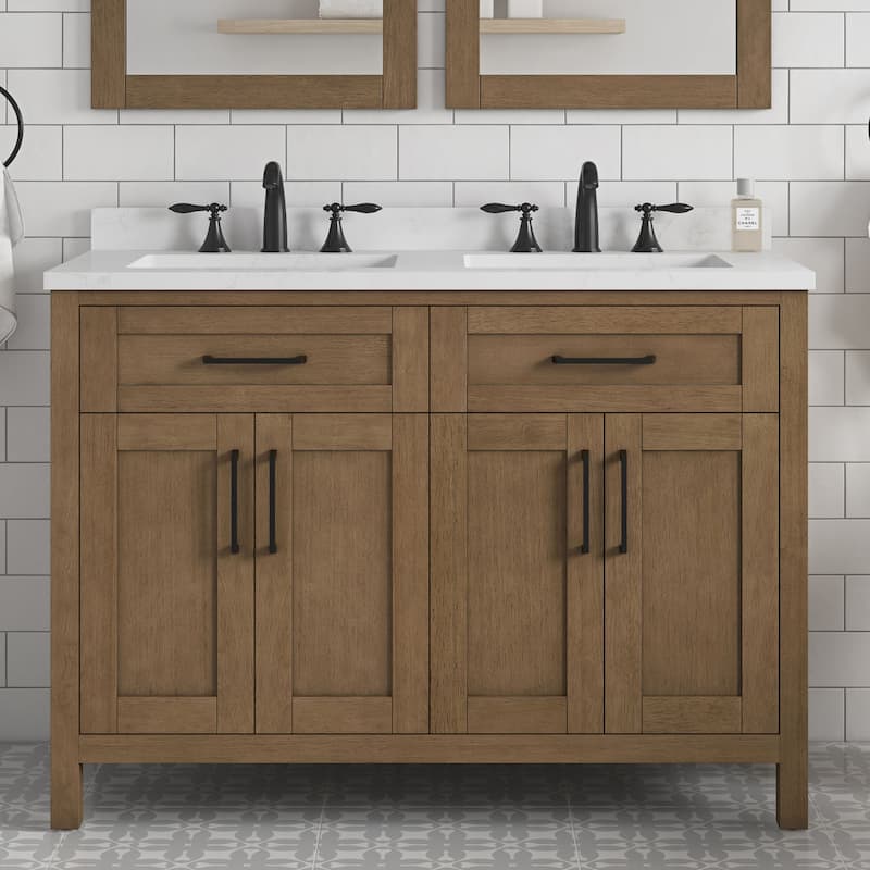 OVE Decors Tahoe 48 in. Double Sink Bathroom Vanity in Brushed Almond Latte