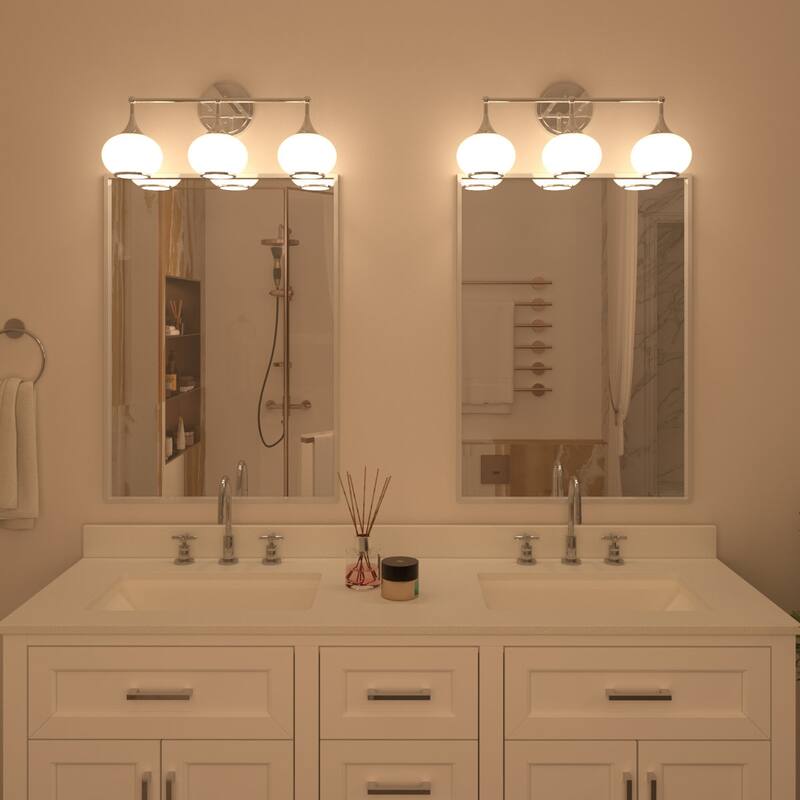 Acroma Aged Brass/Polished Chrome Finish Modern Globe Vanity Light