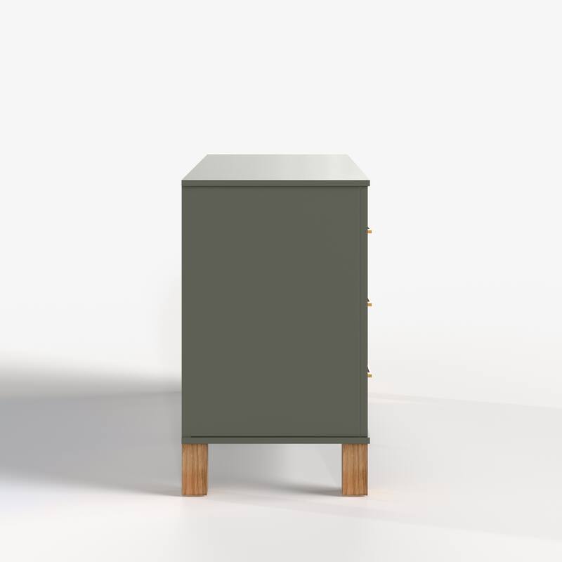Modern Storage 6 Drawers Cabinet with Metal Handles and Solid Wood Legs