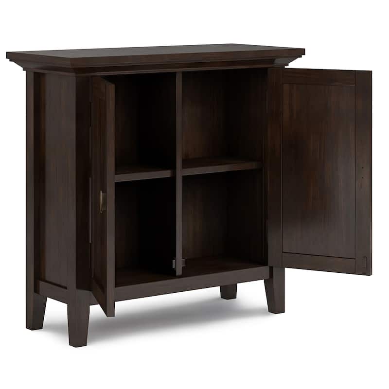 WYNDENHALL Mansfield SOLID WOOD 32 inch Wide Transitional Low Storage Cabinet - 32"w x 14"d x 31"h