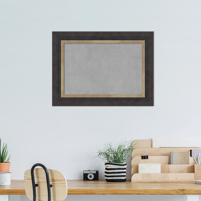 Amanti Art Hammered Charcoal Tan Framed Magnetic Board