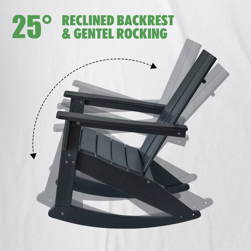 Modern Outdoor Adirondack Rocking Chair,Patio Rocker Chair,All Weather HDPE Plastic Adirondack Rocker for Poolside, Lawn, Garden