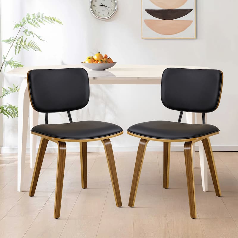 Faux Leather Upholstered Dining Chairs Set of 2/4 with Wood Legs - 32.3"H x 18.5"W x 21.8"D