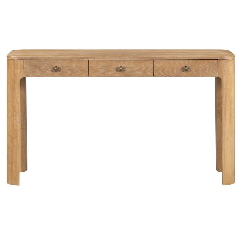 Rustic Console Table with 3 Hidden Drawers and Curved Safety Corners by Harper&Bright Designs