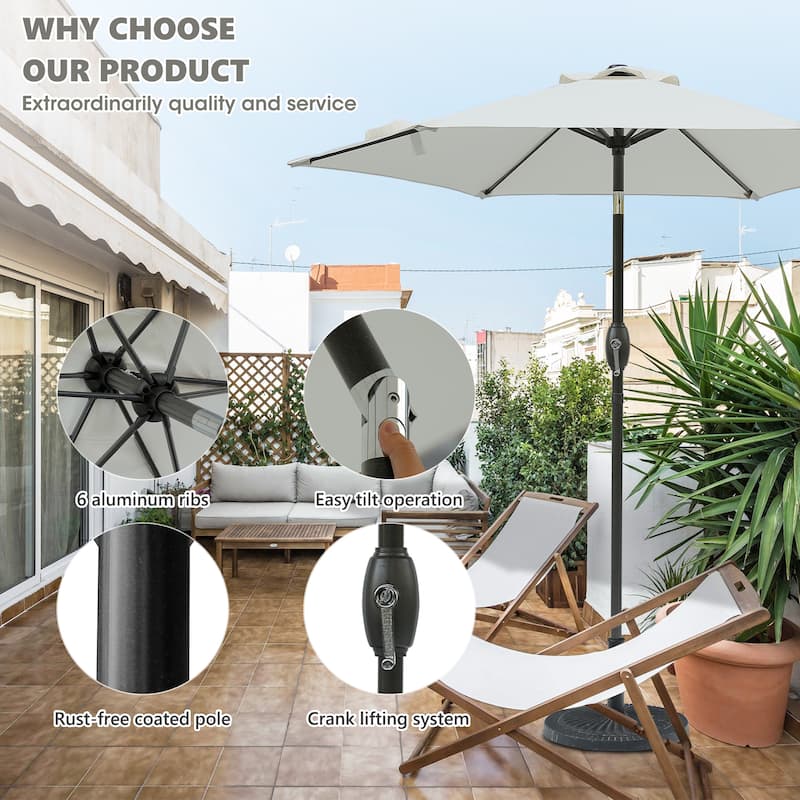 7.5ft * 7.5ft Patio Umbrella with Crank and Push Button Tilt,Outdoor Table Market Umbrella with Aluminum Pole - Dark Green