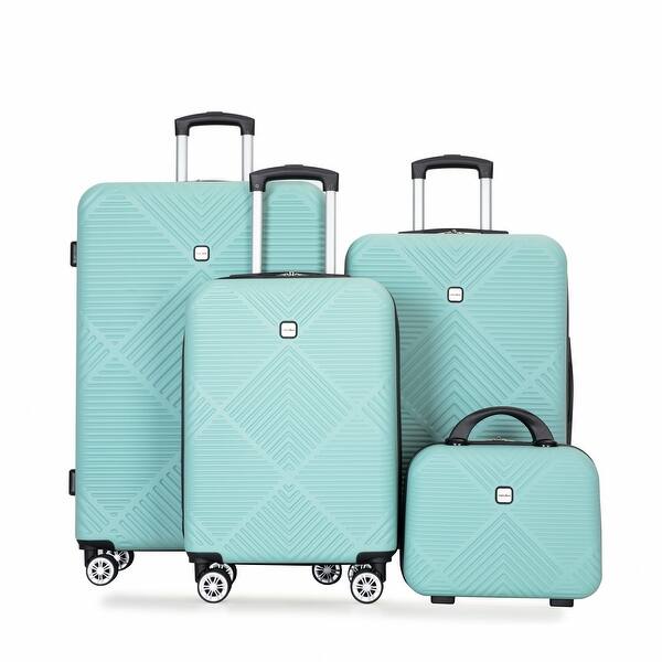 slide 2 of 21, 4-piece ABS lightweight suitcase, 14 inch makeup box, aircraft wheels (14/20/24/28)