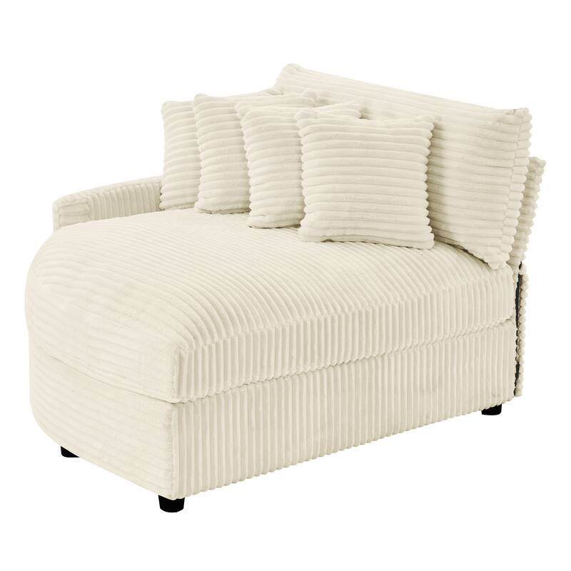 Oversized Fan-shaped Corduroy Couch, 2-piece Sectional Sofa with 4 & 8 Throw Pillows