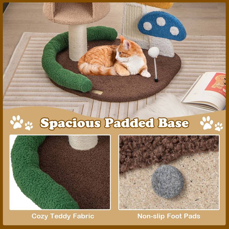 Costway 23.5 Inch Tall Mushroom Cat Activity Center with Scratching - See Details