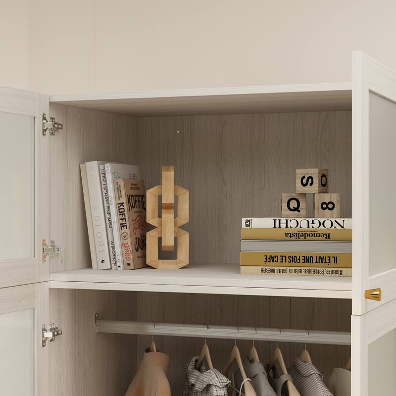 Combo Large Frosted Glass Closet: Versatile Wardrobe Options Armoires