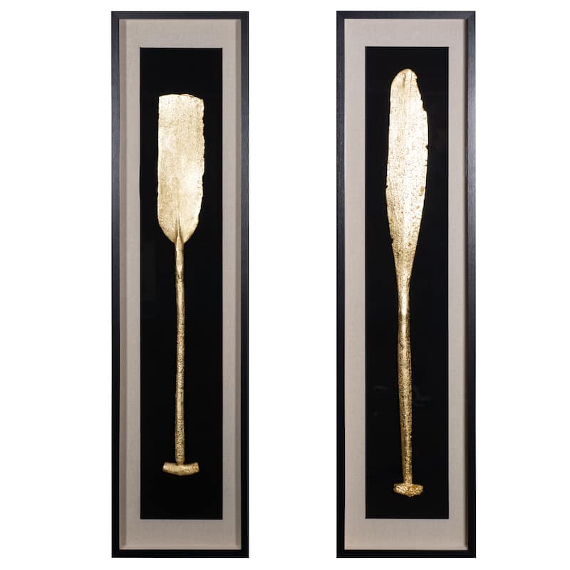 HUJI Golden Paddle Shadow Box Wall Décor Set