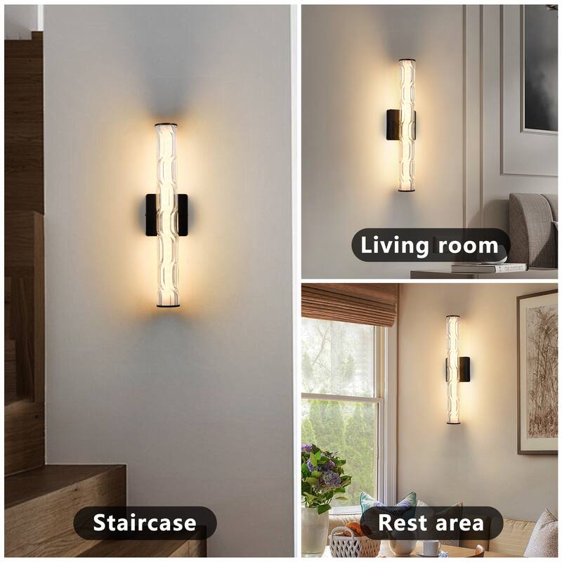 19.7-Inch Modern Black Wall Sconce Set of 2