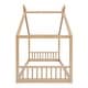 preview thumbnail 7 of 18, Montessori House-shape Bed Frame for Kids Toddler Floor Bed with Fence Headboard Footboard, Low Wooden Tent Bed Without Slats