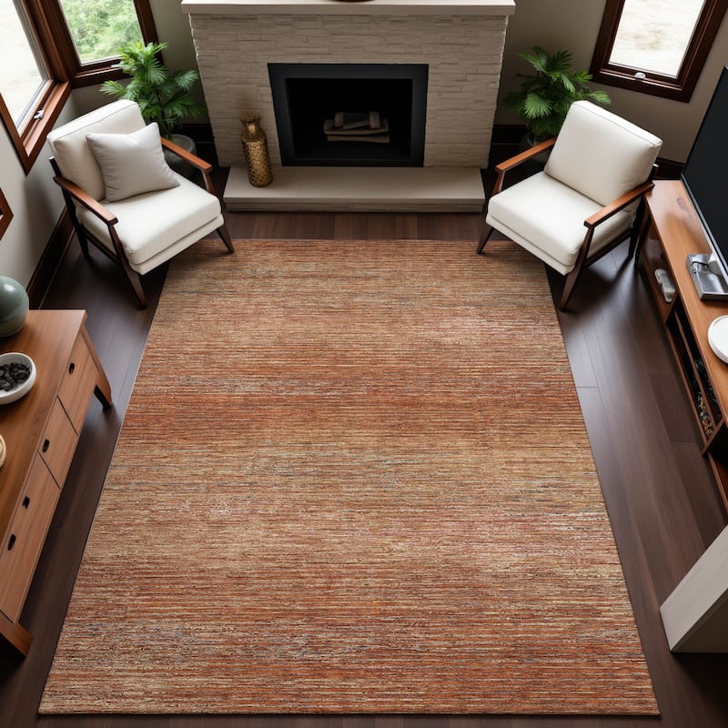 Premium Washable Super Soft Ombre Stripes Mayfield Rug - Copper - 5' x 7'6"