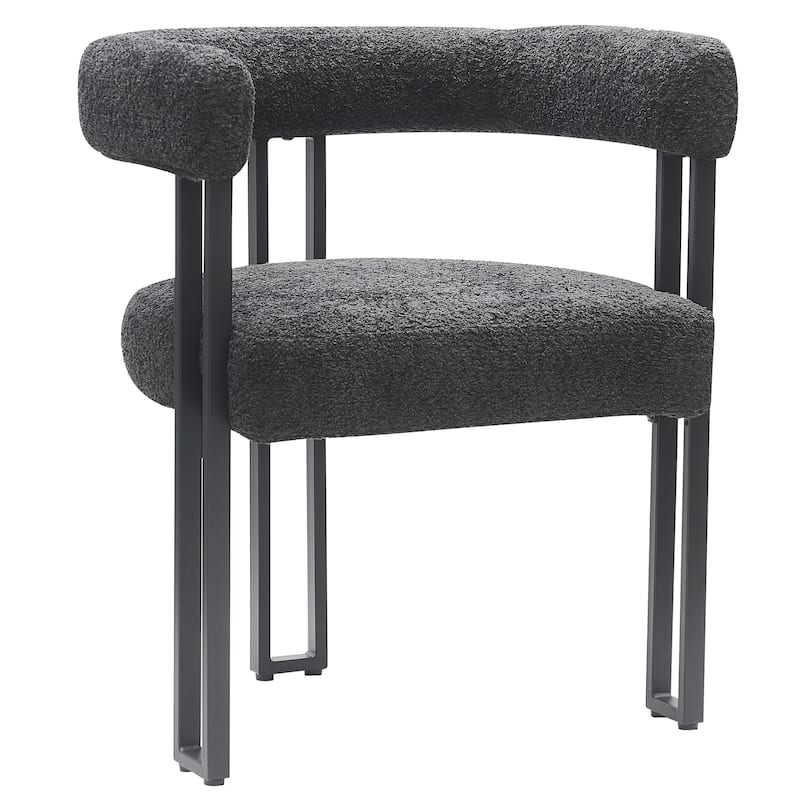 Contemporary Boucle Fabric Dining Chair, Set of 2 - Charcoal