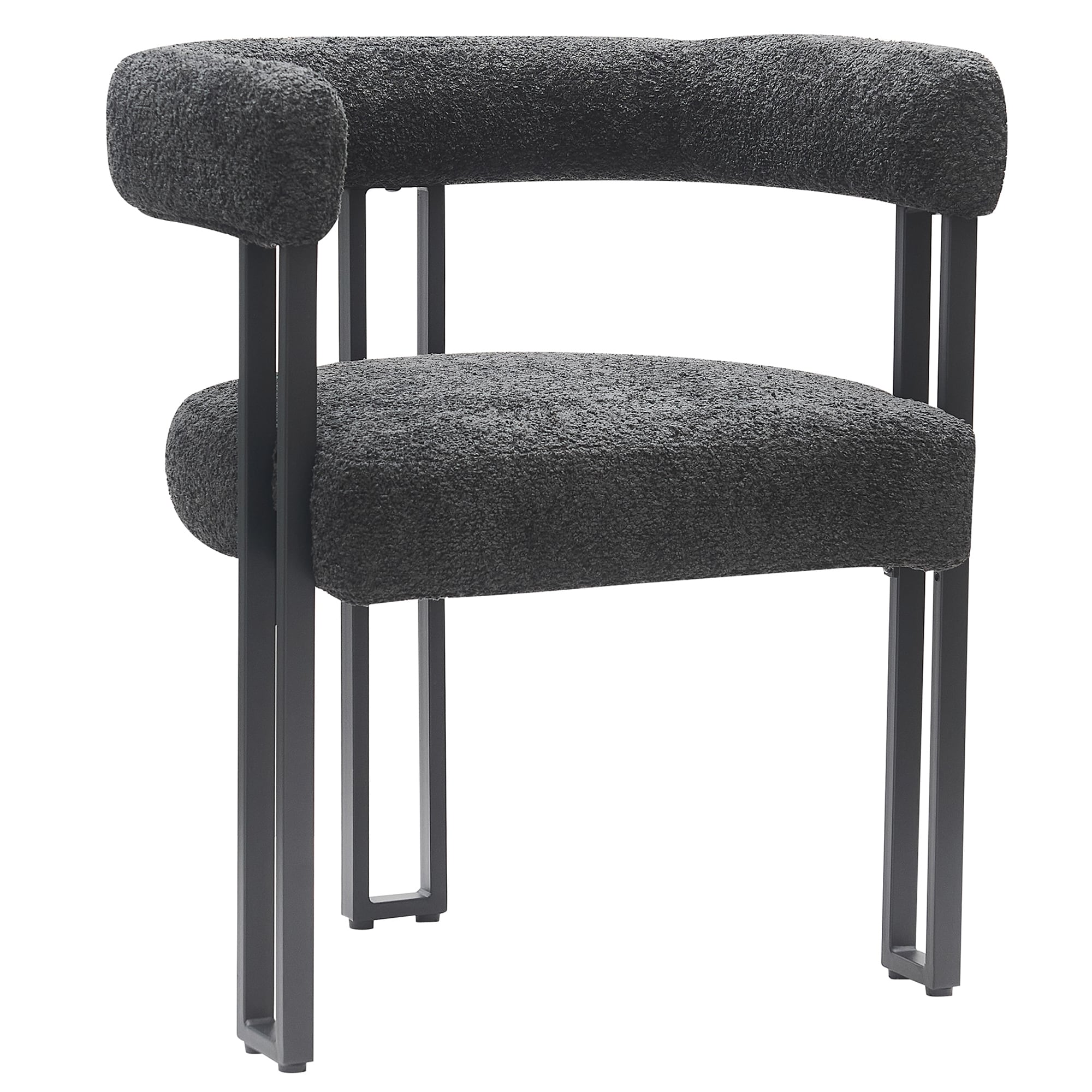 Contemporary Boucle Fabric Dining Chair, Set of 4
